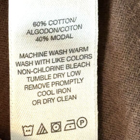 DKNY Jeans XL dark brown scoop notch neck soft 3/4 sleeve long top - Picture 8 of 10